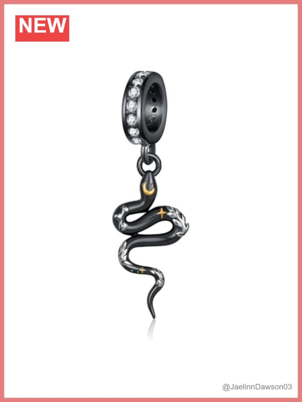 Sterling Silver Snake Charm Bracelet Charm Gothic Halloween Jewelry